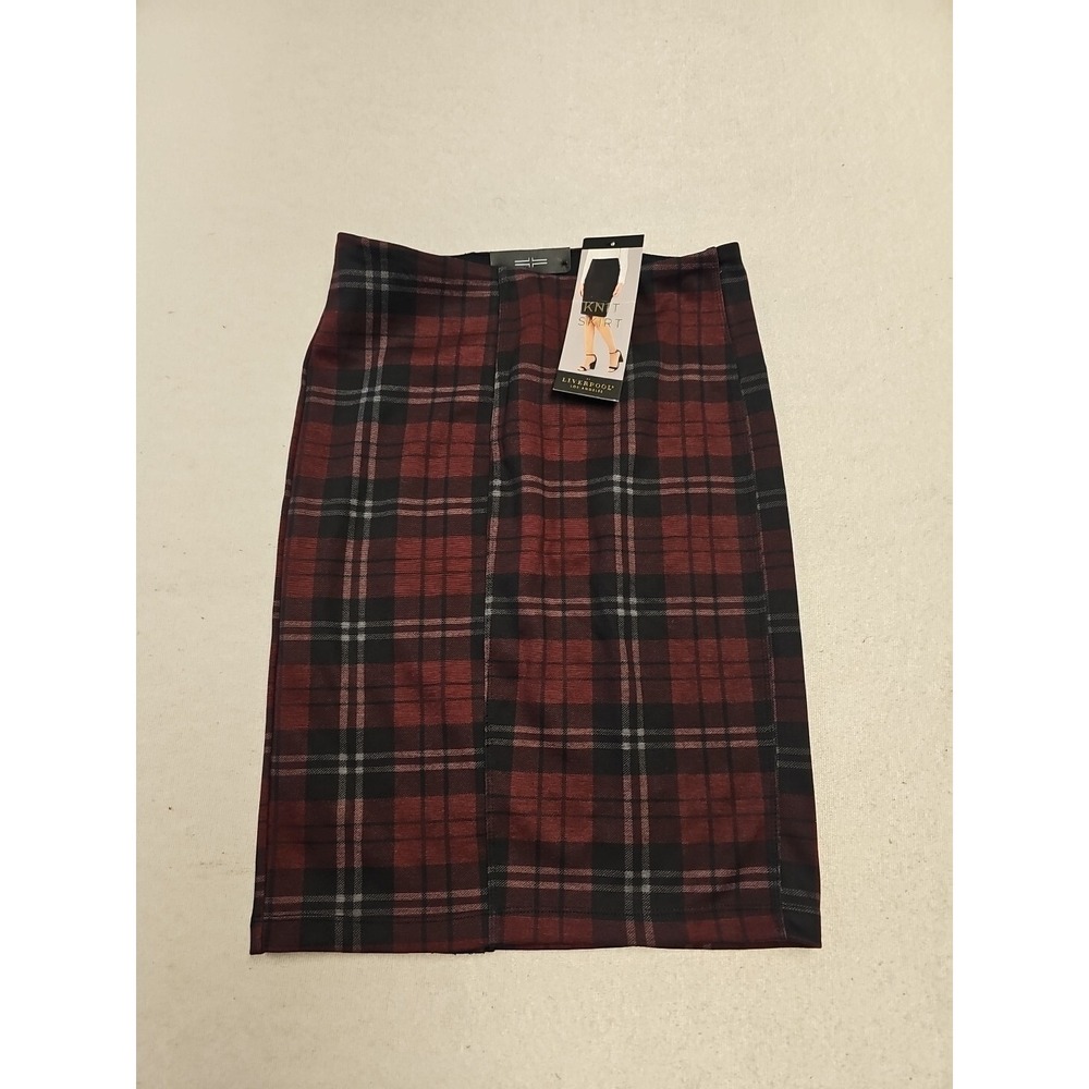 NWT Liverpool Knit Skirt Womens Size 0/25 P Pencil‎ CHECKERED PATTERN New